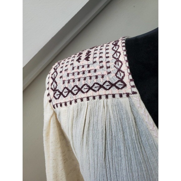 Lucky Brand Women Cream Polyester Round Neck Long Sleeve Pullover Blouse Size M - Picture 5 of 11